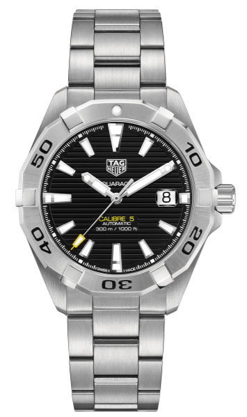 Shop Tag Heuer Aquaracer Automatic Caliber 5 Black Dial Silver Steel Strap Watch for Men - WBD2110.BA0928 in USA