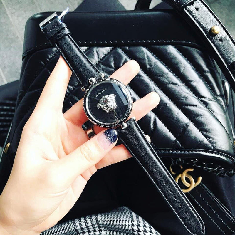 Versace Palazzo Empire Black Dial Black Leather Strap Watch for Women - VCO050017 Buy Now By Versace
