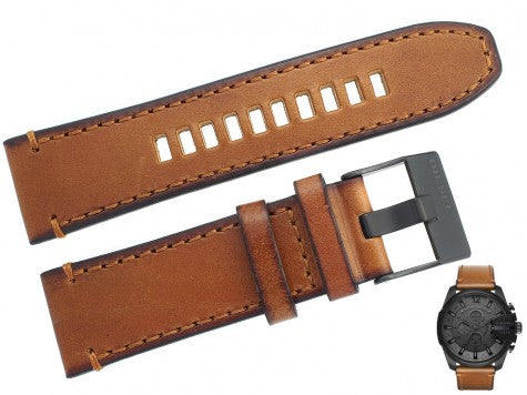 Diesel Mega Chief Chronograph Grey Dial Brown Leather Strap Watch For Men - DZ4463 Buy Now By Diesel