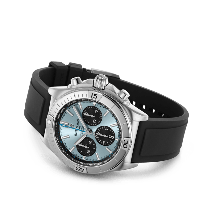 Breitling Chronomat B01 42 Blue Dial Black Rubber Strap Watch for Men - PB0134101C1S1