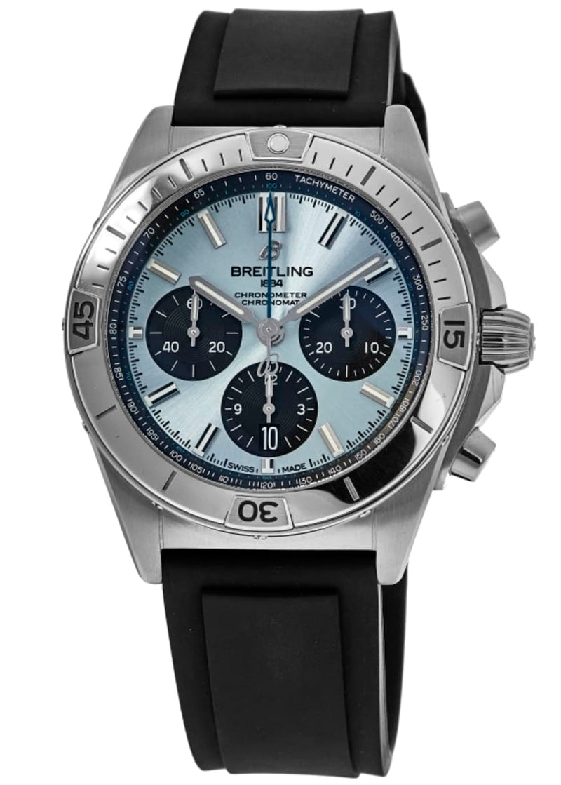 Breitling Chronomat B01 42 Blue Dial Black Rubber Strap Watch for Men - PB0134101C1S1