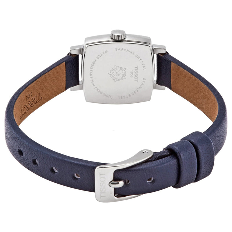 Shop Tissot Lovely Square Silver Dial Blue Leather Strap Watch For Women - T058.109.16.031.00 in USA