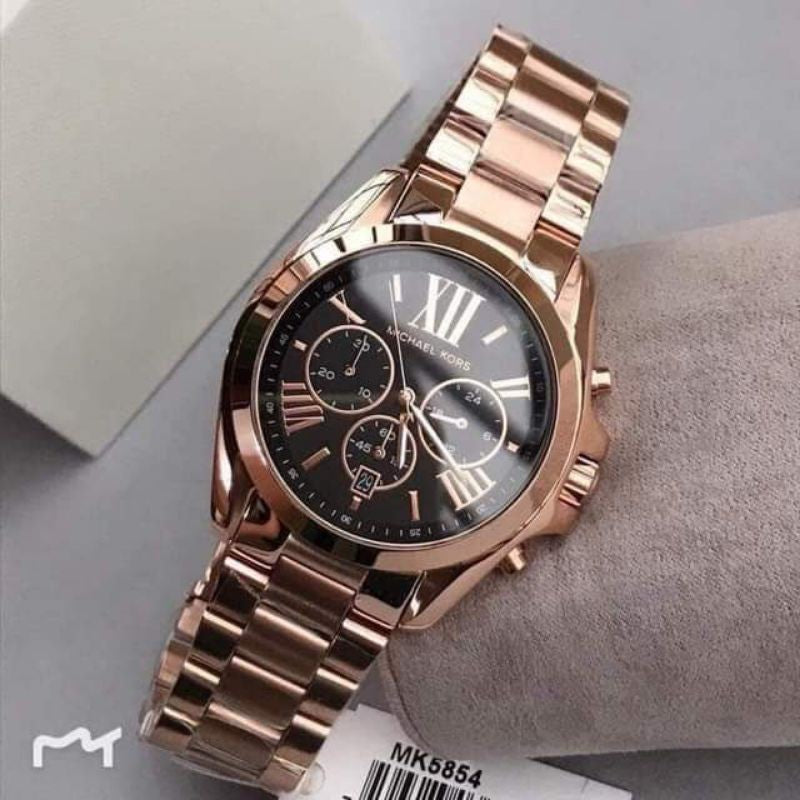Michael Kors Bradshaw Black Dial Rose Gold Steel Strap Watch for Women - MK5854 Buy Now By Michael Kors