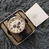 Fossil Nate Chronograph White Dial Blue Leather Strap Watch for Men - JR1480 Buy Now By Fossil