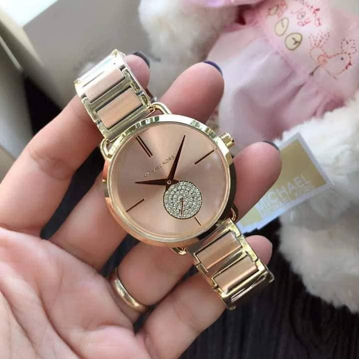 Michael Kors Portia Rose Gold Dial Two Tone Steel Strap Watch for Women - MK3706 Buy Now By Michael Kors