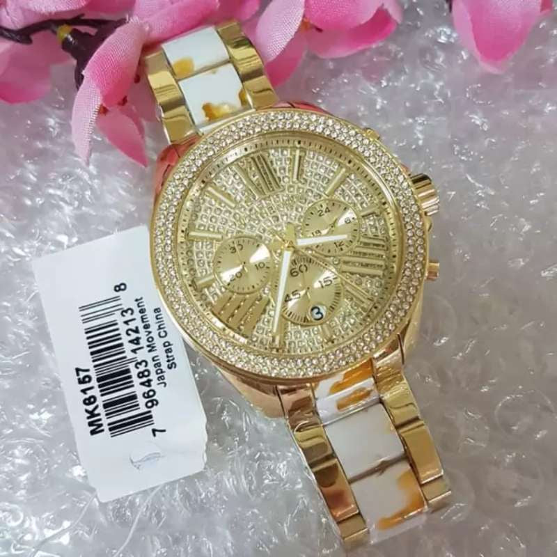 Michael Kors Wren Diamonds Gold Dial Two Tone Steel Strap Watch for Women - MK6157 Buy Now By Michael Kors
