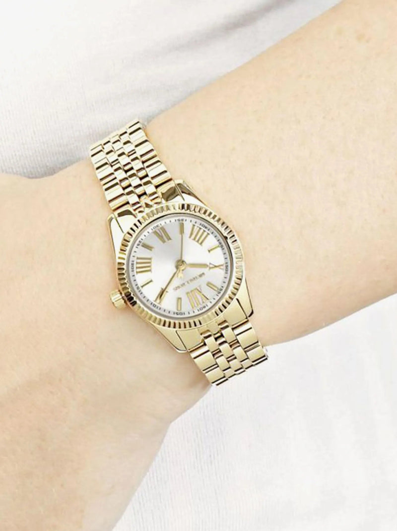 Michael Kors Lexington Quartz Silver Dial Gold Steel Strap Watch For Women - MK3229 Buy Now By Michael Kors