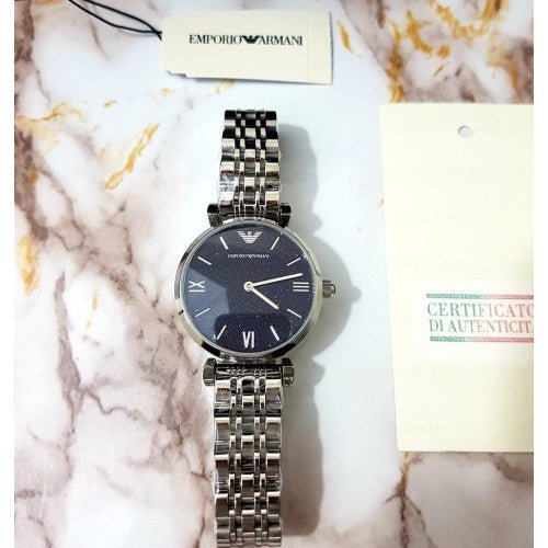Emporio Armani Gianni T Bar Dark Blue Dial Silver Stainless Steel Watch For Women - AR11091 Buy Now By Emporio Armani