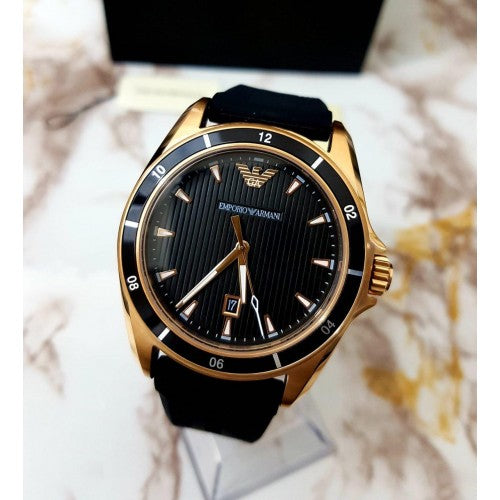 Emporio Armani Sport Quartz Black Dial Black Rubber Strap Watch For Men - AR11101