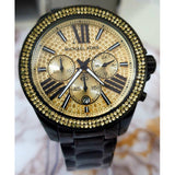 Michael Kors Wren Chronograph Gold Dial Black Steel Strap Watch for Women - MK5961 Buy Now By Michael Kors