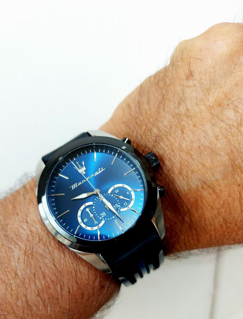 Maserati Traguardo Chronograph Blue Dial Black Silicone Strap Watch For Men - R8871612044 Buy Now By Maserati