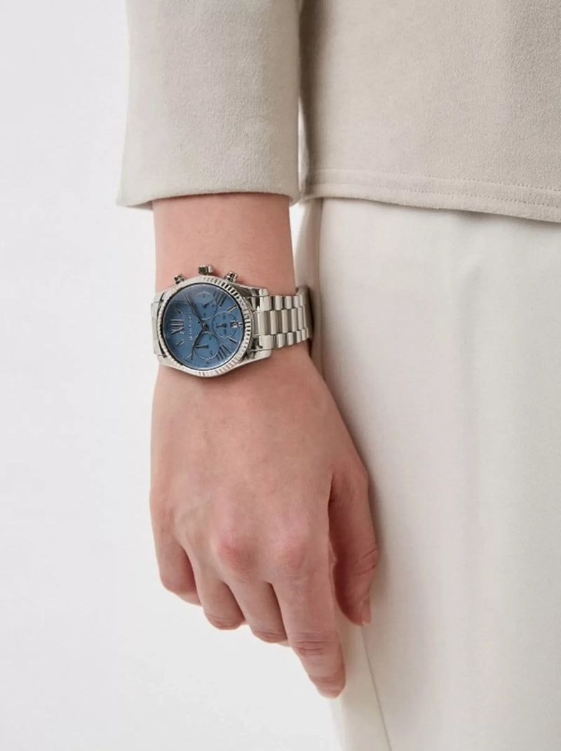 Michael Kors Lexington Chronograph Blue Dial Silver Steel Strap Watch For Women - MK7215 Buy Now By Michael Kors