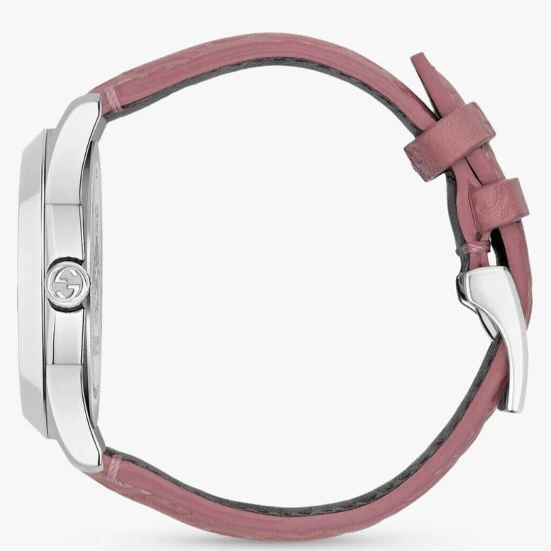 Shop Gucci G Timeless Quartz Candy Pink Dial Pink Leather Strap Watch For Women - YA1264030 in USA