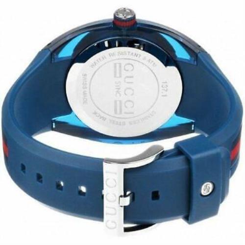 Shop Gucci Sync XXL Quartz Blue Dial Blue Rubber Strap Watch For Men - YA137104 in USA