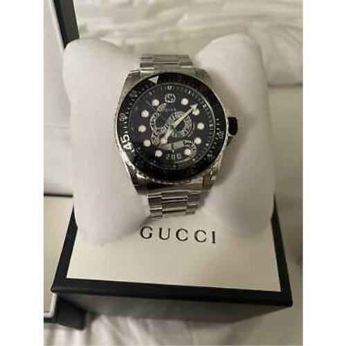 Shop Gucci Dive Snake Black Dial Silver Steel Strap Watch For Men - YA136218 in USA
