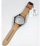 Diesel Mega Chief Chronograph Black Dial Brown Leather Strap Watch For Men - DZ4476