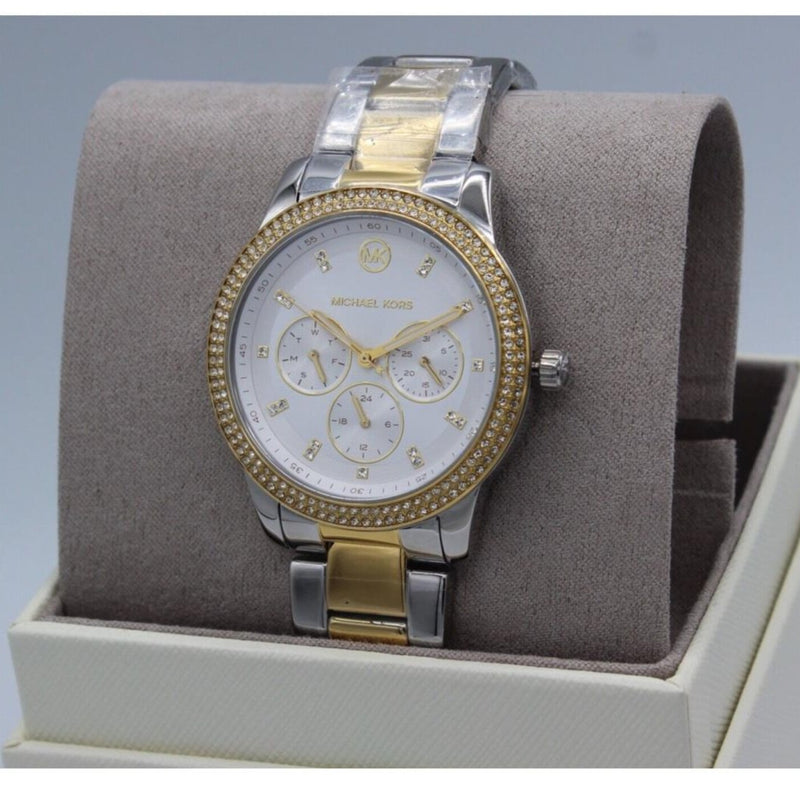 Michael Kors Tibby Multifunction White Dial Two Tone Steel Strap Watch For Women - MK6825 Buy Now By Michael Kors