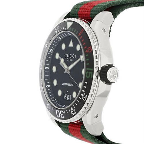 Shop Gucci Dive Black Dial Red & Green Nylon Strap Watch For Men - YA136209 in USA