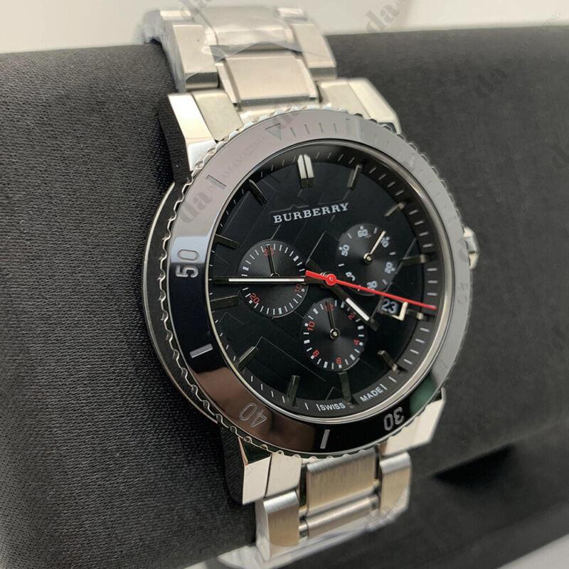 Burberry The City Black Dial Silver Steel Strap Watch for Men - BU9380 Buy Now By Burberry