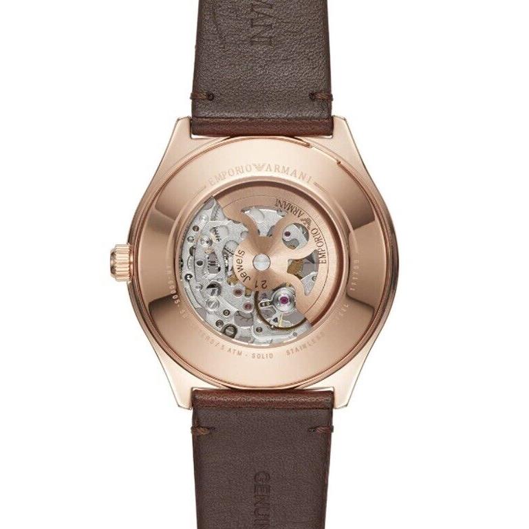 Emporio Armani Meccanico White Skeleton Dial Brown Leather Strap Watch For Men - AR60005 Buy Now By Emporio Armani