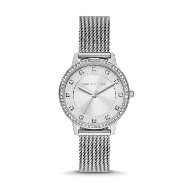 Michael Kors Quartz Crystals White Dial Silver Mesh Strap Watch for Women - MKO1013 Buy Now By Michael Kors