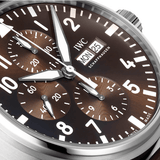Shop IWC Pilot's Watch Chronograph Edition Brown Dial Brown Leather Strap Watch for Men - IW377713 in USA