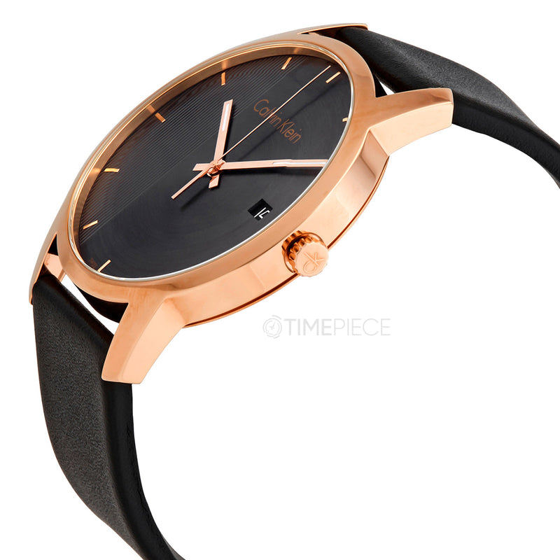 Calvin Klein City Quartz Grey Dial Black Leather Strap Watch for Men - K2G2G6C3 Buy Now By Calvin Klein