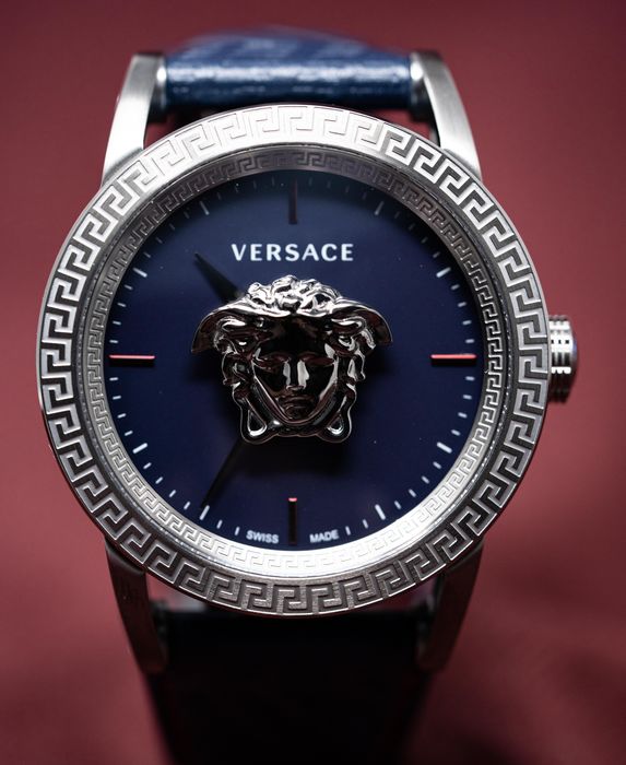 Versace Palazzo Empire Blue Dial Blue Leather Strap Watch for Men - VERD00118 Buy Now By Versace