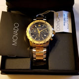 Movado Series 800 Chronograph Black Dial Two Tone Steel Strap Watch For Men - 2600138 Buy Now By Movado