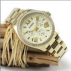 Fossil Cecile Chronograph Gold Dial Gold Steel Strap Watch for Women - AM4482 Buy Now By Fossil