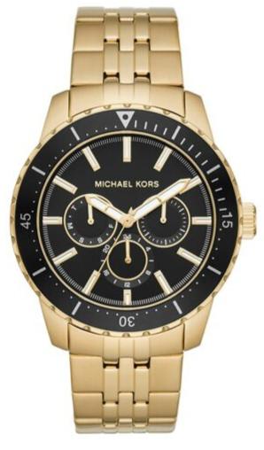 Michael Kors Cunningham Multifunction Black Dial Gold Steel Strap Watch For Men - MK7154