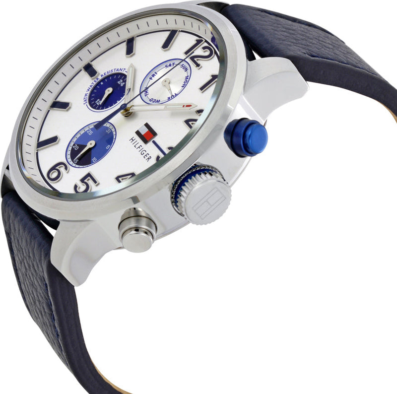 Shop Tommy Hilfiger Jackson Silver Dial Black Leather Strap Watch for Men - 1791240 in USA
