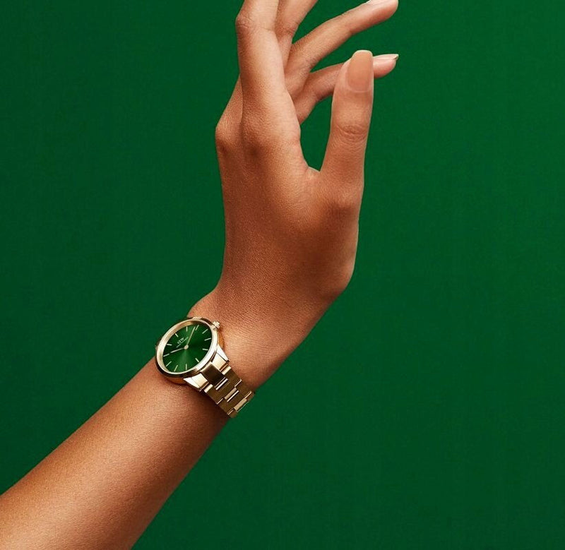 Daniel Wellington Iconic Link Emerald Green Dial Rose Gold Steel Strap Watch For Women - DW00100421 Buy Now By Daniel Wellington