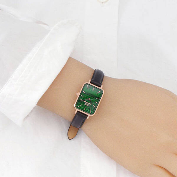 Daniel Wellington Quadro Pressed Sheffield Green Dial Black Leather Strap Watch For Women - DW00100439 Buy Now By Daniel Wellington