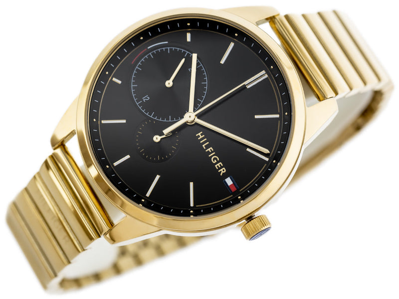 Shop Tommy Hilfiger Brooke Black Dial Gold Steel Strap Watch for Women - 1782019 in USA