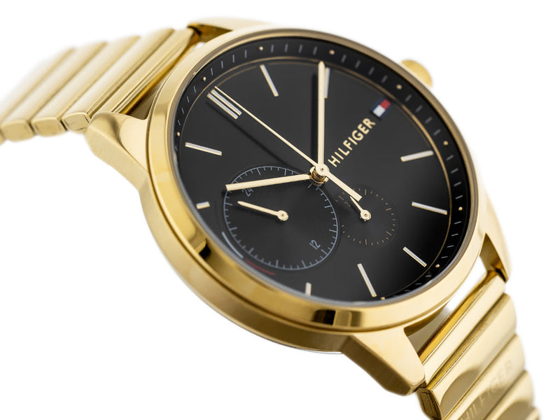 Shop Tommy Hilfiger Brooke Black Dial Gold Steel Strap Watch for Women - 1782019 in USA