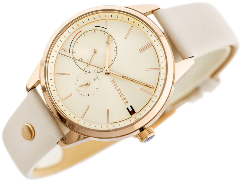 Shop Tommy Hilfiger Brooke Quartz White Dial Cream Leather Strap Watch for Women - 1782022 in USA