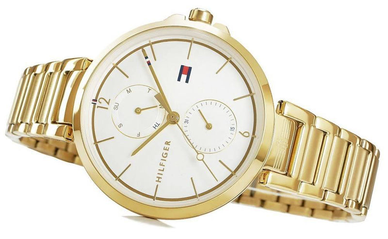 Shop Tommy Hilfiger Angela White Dial Gold Steel Strap Watch for Women - 1782128 in USA