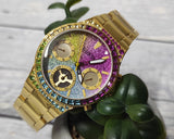 Guess Sugarrush Quartz Multicolor Dial Gold Steel Strap Watch For Women - GW0258L1 Buy Now By Guess