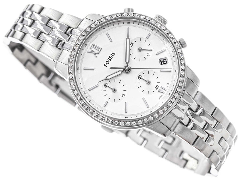 Fossil Neutra Chronograph Silver Dial Silver Steel Strap Watch for Women - ES5217 Buy Now By Fossil