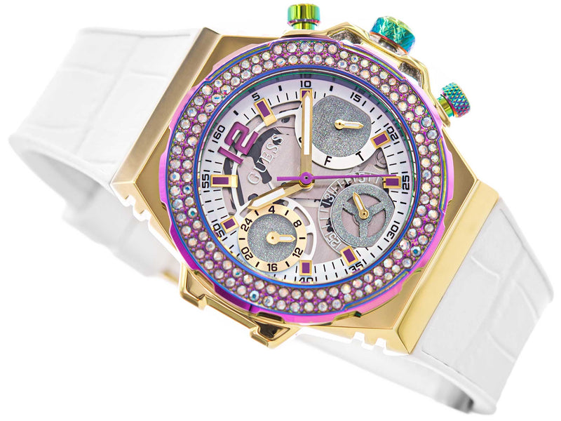 Guess Fusion Chronograph White Dial White Leather Strap Watch For Women - GW0553L2 Buy Now By Guess