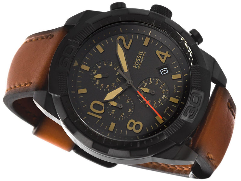 Fossil Bronson Black Dial Brown Leather Strap Watch for Men - FS5714 Buy Now By Fossil