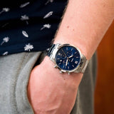 Fossil Neutra Chronograph Blue Dial Silver Steel Strap Watch for Men - FS5792 Buy Now By Fossil