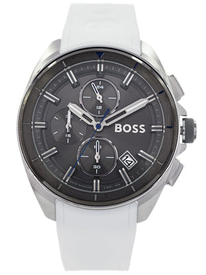 Hugo Boss Volane Chronograph Grey Dial White SIlicone Strap Watch for Men - 1513948