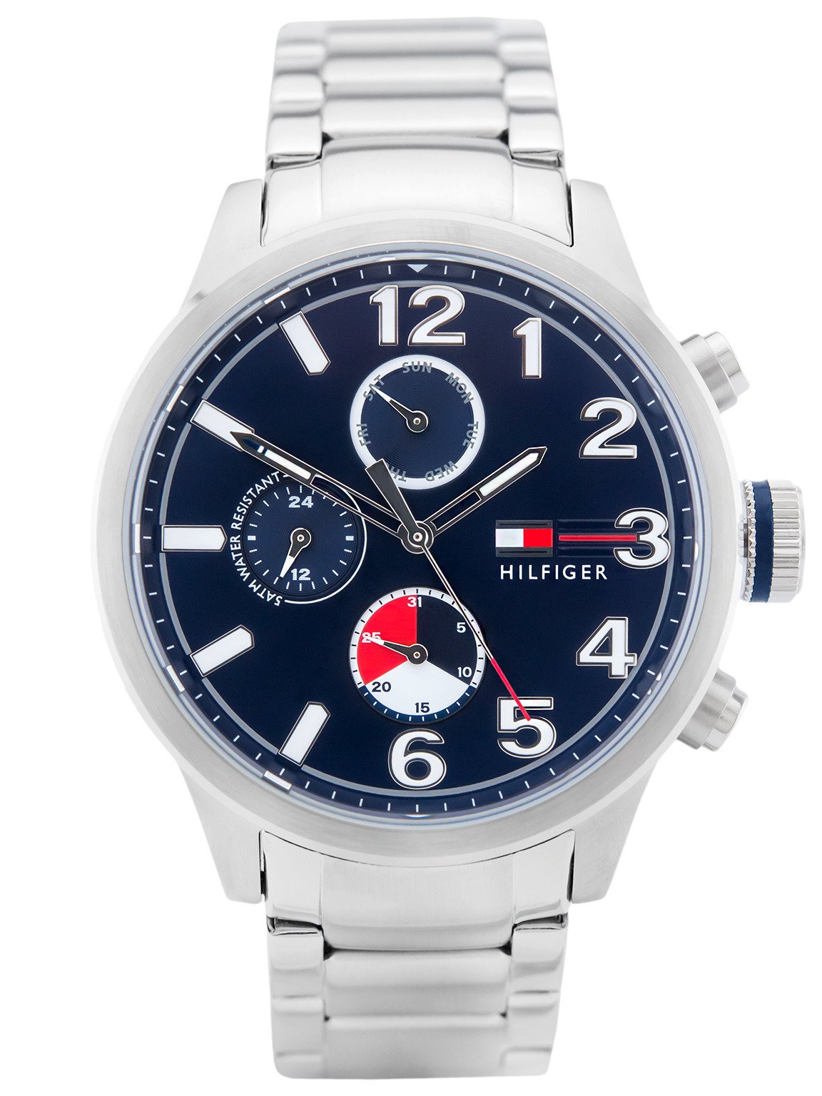 Tommy Hilfiger Jackson Chronograph Blue Dial Silver Steel Strap Watch for Men - 1791242