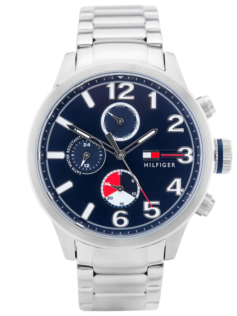 Shop Tommy Hilfiger Jackson Chronograph Blue Dial Silver Steel Strap Watch for Men - 1791242 in USA