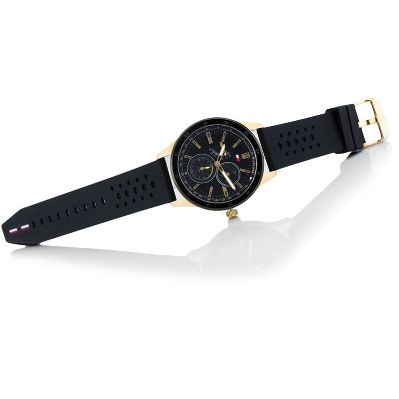 Tommy Hilfiger Austin Black Dial Black Rubber Strap Watch for Men - 1791636