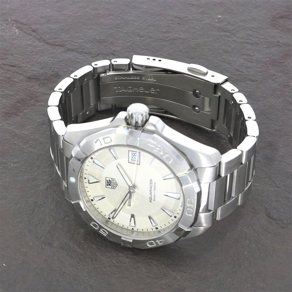 Tag Heuer Aquaracer Quartz White Dial Silver Steel Strap Watch for Men - WAY1111.BA0928