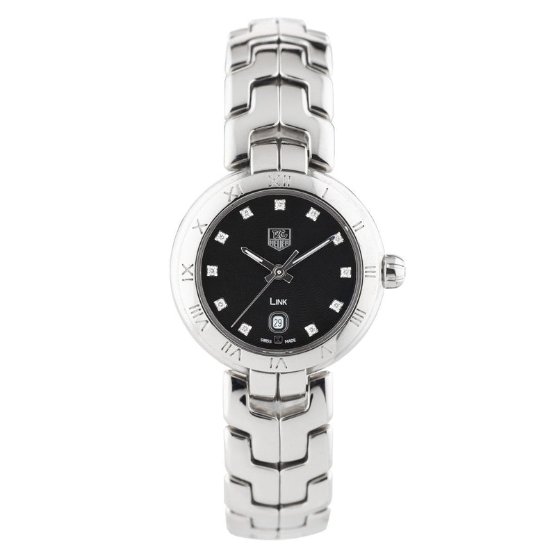Shop Tag Heuer Link Quartz Diamonds Black Dial Silver Steel Strap Watch for Women - WAT1410.BA0954 in USA