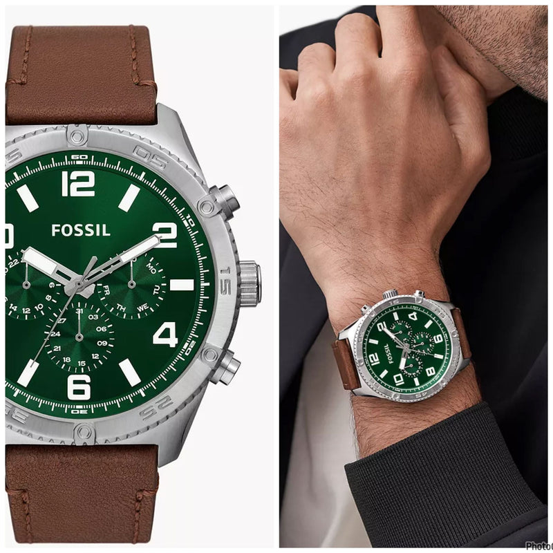 Fossil Brox Multifunction Green Dial Brown Leather Strap Watch for Men - BQ2801 Buy Now By Fossil